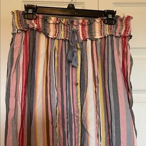 Jessica Simpson M Maternity Maxi skirt faux buttons pink/blue elastic waist